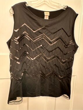 ⭐️ Covington XL Black Sleeveless Sequin Chevron Camisole Top